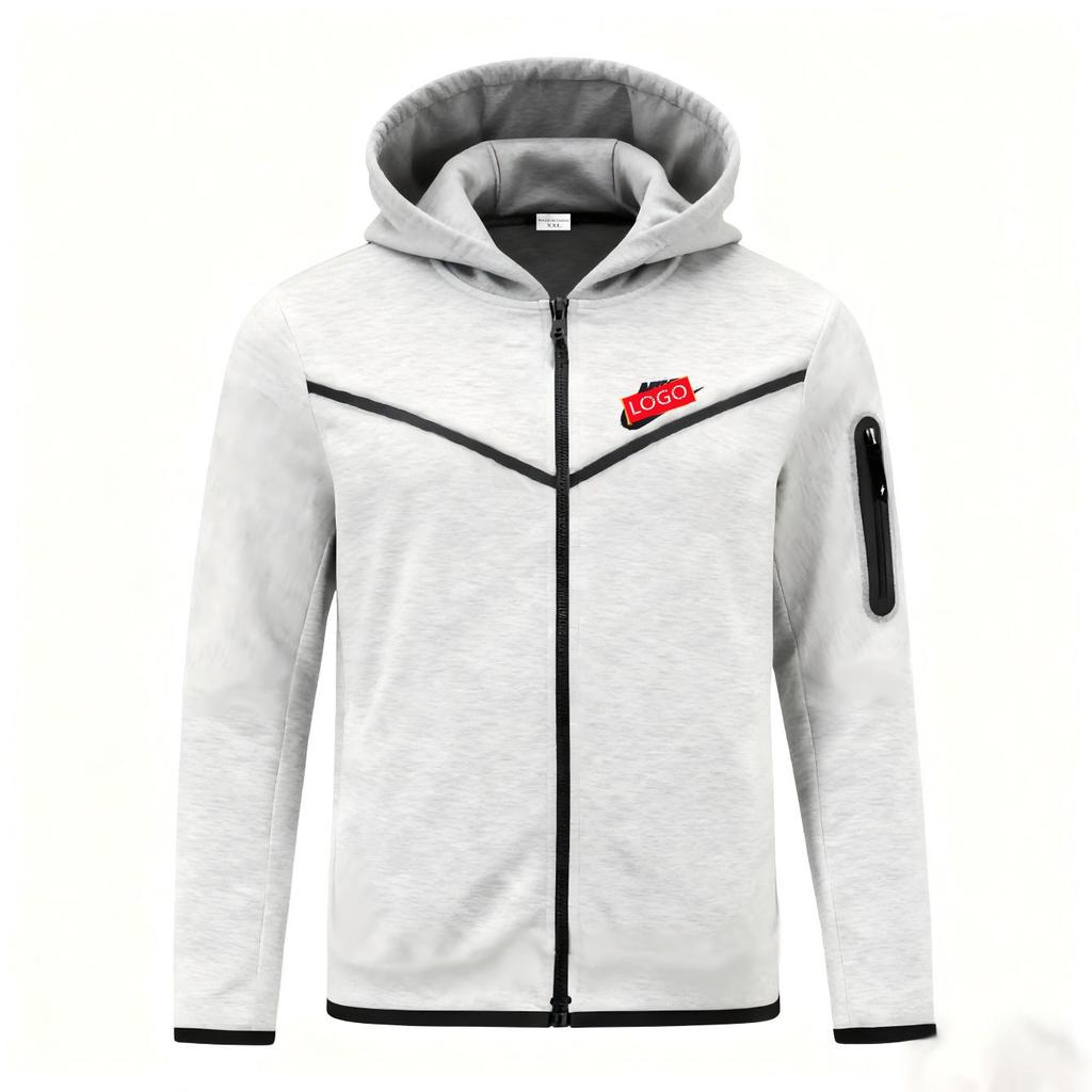 Мужская толстовка для легкой атлетики Весна-Осень с полосой на груди и молнией