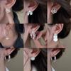 Серебряная игла супер-вспышка циркон жемчуг геометрические круглые цветочные серьги простые серьги-гвоздики с индивидуальностью серьги нишевого дизайна женские