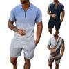 Мужской летний костюм с короткими рукавами и короткими шортами на молнии с принтом, мужской повседневный спортивный костюм