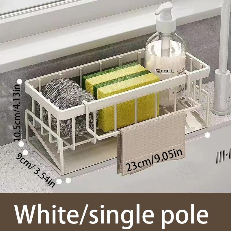 Черно-белая стойка для хранения кухонных принадлежностей для мытья раковины, кухонная дренажная стойка из нержавеющей стали, стойка для хранения губок и средств для чистки