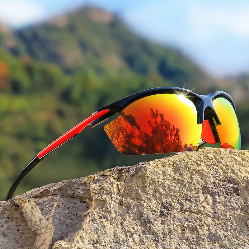 Sports Fashion Sunglasses Half-Frame Durable Pc Material Tac Lenses For Enhanced Clarity Ideal For Outdoor Activities