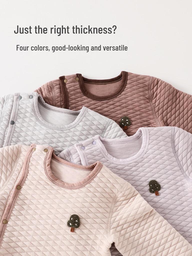 Детский ромпер с длинным рукавом класса А для весны и осени - Теплый комбинезон для младенцев с запахом