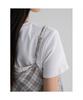 8SECONDS Sheer Check Layered Long Dress Beige