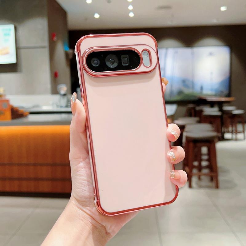 Роскошный однотонный глянцевый мягкий чехол TPU для Google Pixel 9 Pro XL 8 Pro 7A, ультратонкое покрытие, защита линз, противоударный глянцевый чехол для телефона