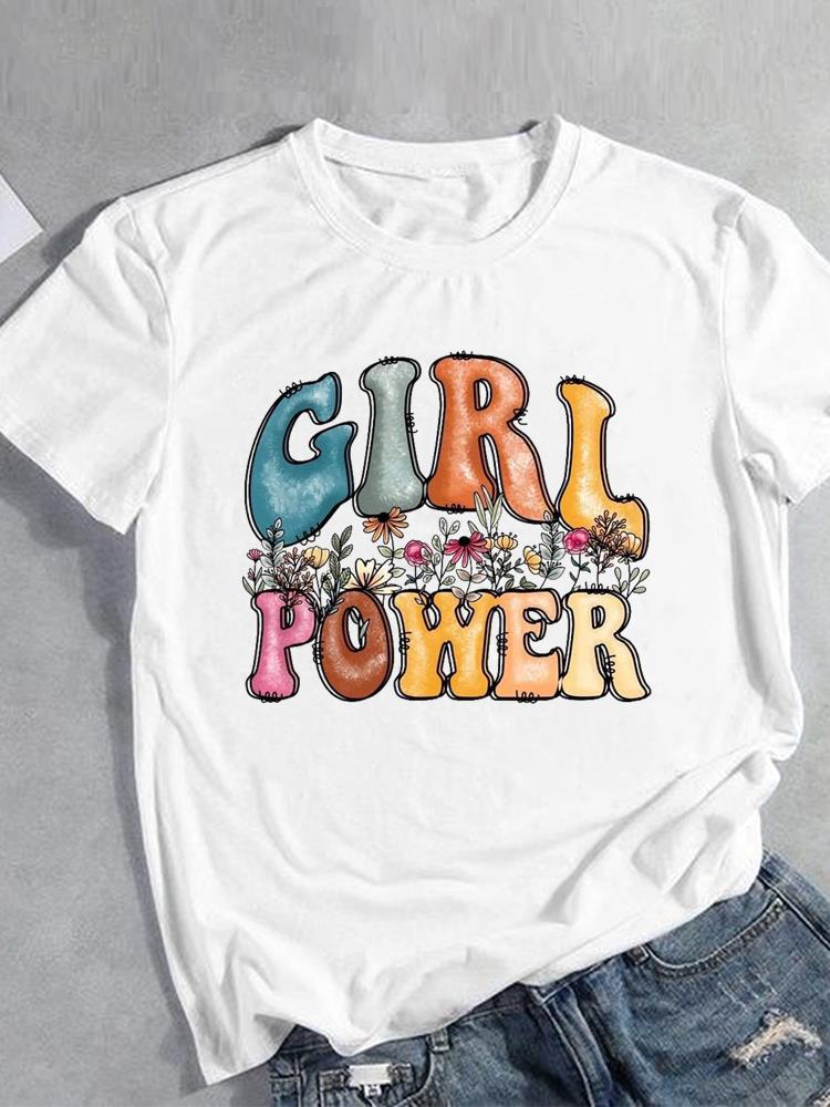 Unisex Flower Style Trend 90s Short Sleeve Fashion Print Lady Tee Top Clothing Casual  Tshirt FeUnisex Graphic T-shirts