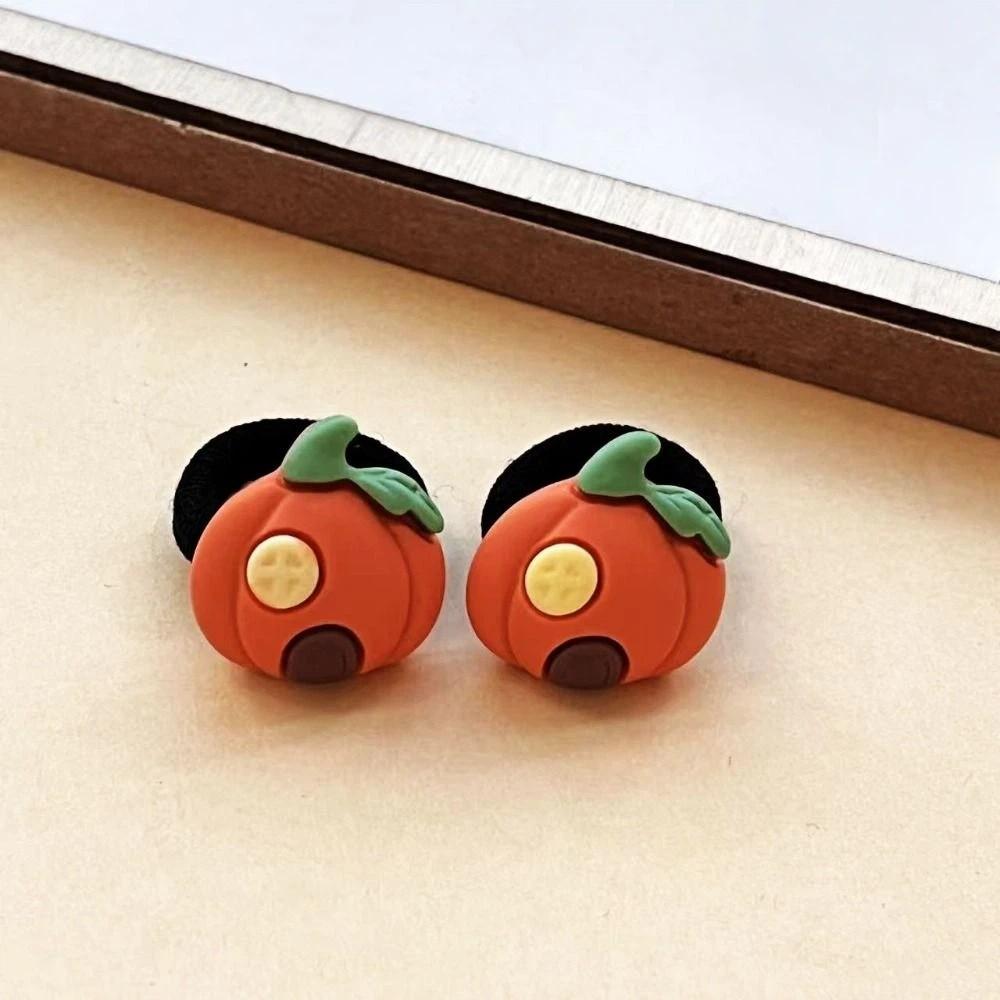 5pairs Cute Girls Hair Ropes Durable Hair Styling Rubber Bands Pumpkin Halloween Hair Ties  Leisure