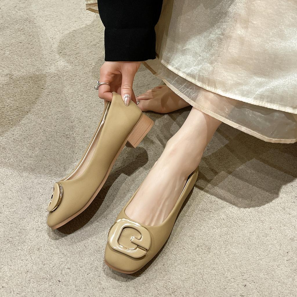 Туфли Мэри Джейн из маленькой кожи женские весенне-осенние новые на толстом каблуке нежные с юбкой одинарные туфли женские французские туфли-бини женская обувь