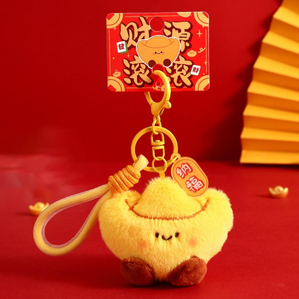 Chinese Style New Year Keyring Blessing Doll Pendant Creative Plush Ingot Keychain Toys