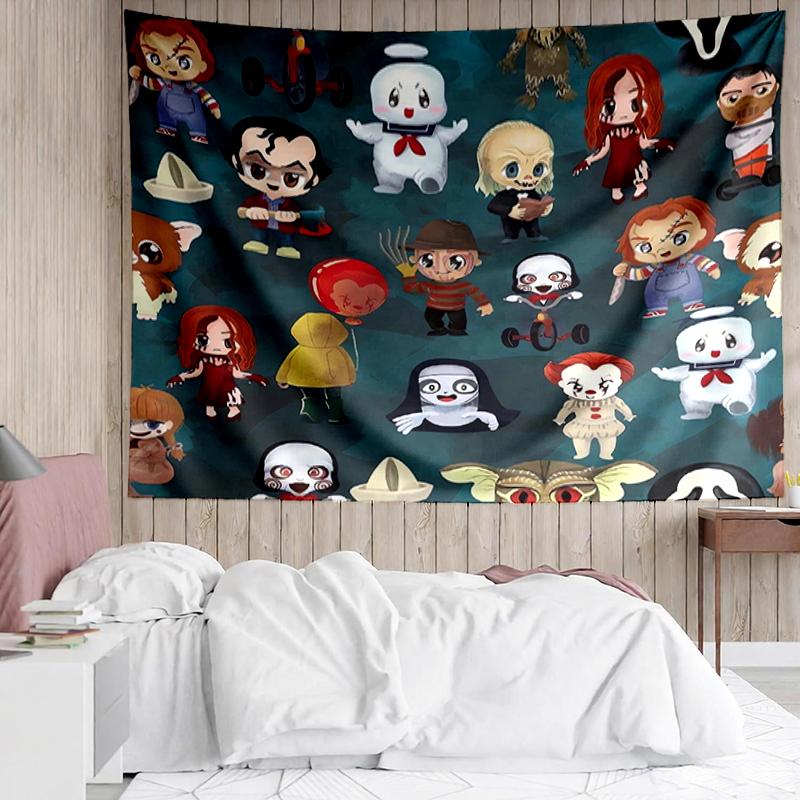 Halloween-horror Print Tapestry, Backdrop, Easy Setup, Ideal for Bedroom, Office & Living Room, with Aesthetic Wall Hanging Decor.