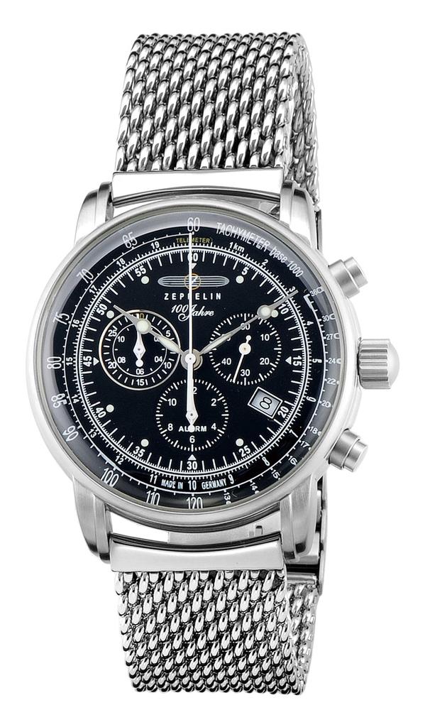 Watch Special Edition 100 Years 100th Anniversary Black Dial Stainless Steel Quartz 43MM Germany Watch Silver [Zeppelin] 7680-M2 Men's [Item]