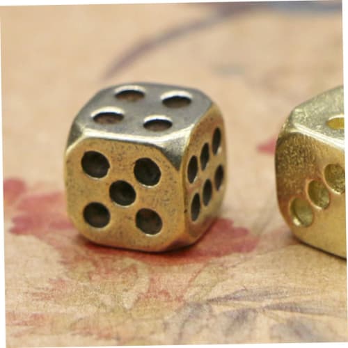 SAFIGLE Set of 6 Brass Dice, 11mm Rounded Corners, Vintage Finish, Gold, Durable and Rust-Resistant, Perfect for Party Games, Board Games, and Bar Dec