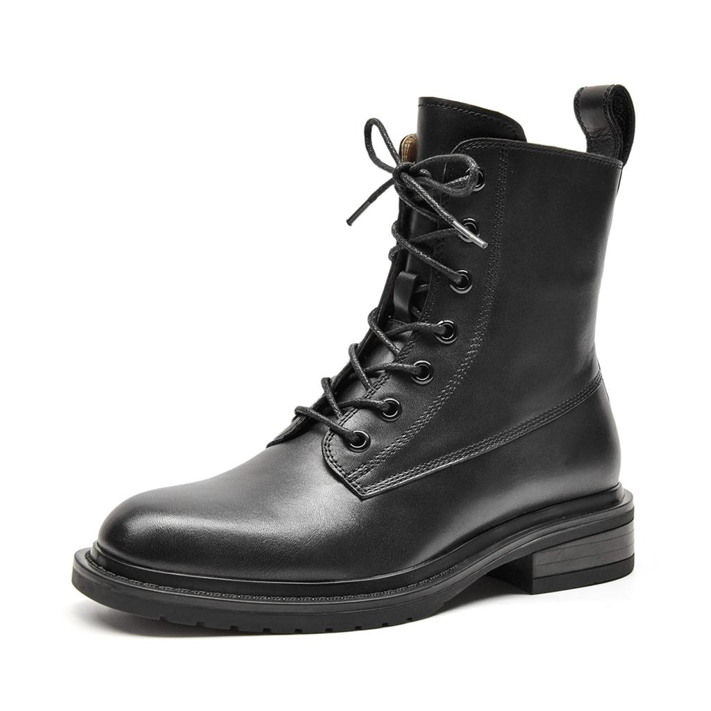 Оригинальные женские ботинки на шнуровке ZUYEE с низкой боковой молнией, кожаные, на каблуке, ботинки на шнуровке, ботинки, стиль, черные, 24,0 см