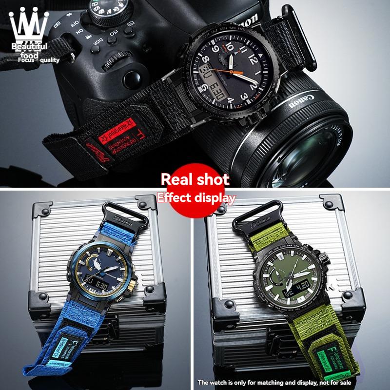 Для альпинистских часов Casio серий PRW-61Y/60/35Y/50/51/70Y/73X PRW-6900/6800/3400 PRJ-B001 Водонепроницаемый нейлоновый холщовый ремешок для часов