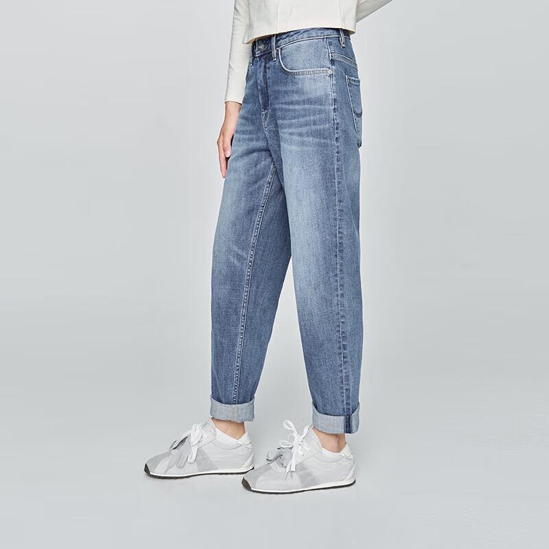 Lee Женские джинсы 411 с высокой талией, прямые, средне-синие