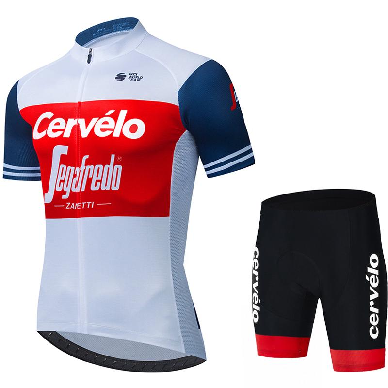 Cervélo Men Road Cycling Outfit Jersey Shorts Set Professional Bicycle Clothing Outdoor Riding Suit Quick Dry Performance Wear