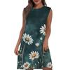 Women's Casual And Fashionable Round-neck Sleeveless Printing Mid Length Dress