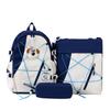 Three-Piece Backpack Set for Primary and Middle School Students Schoolbag Color Block Cartoon Backpack for Women Large Capacity Backpack