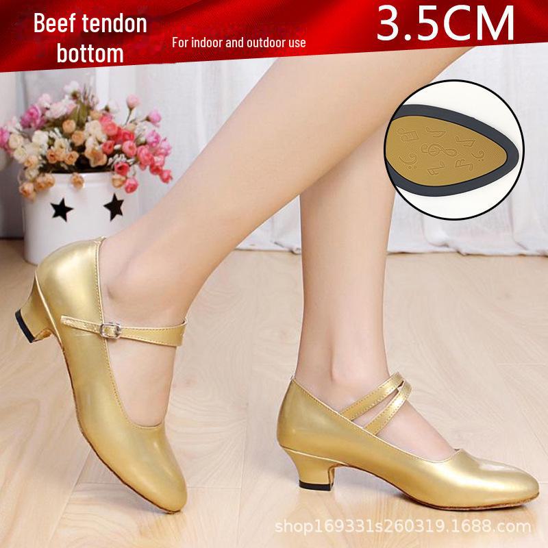 Женские танцевальные туфли серебристого цвета на низком каблуке для выступлений в стиле латиноамериканских, квадратных и современных танцев