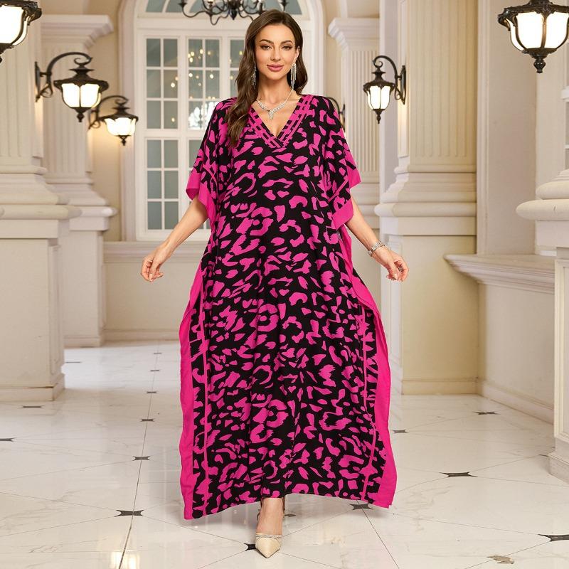 Женская мода лето весна однотонный принт рукава 1/2 с v-образным вырезом свободная талия повседневные платья