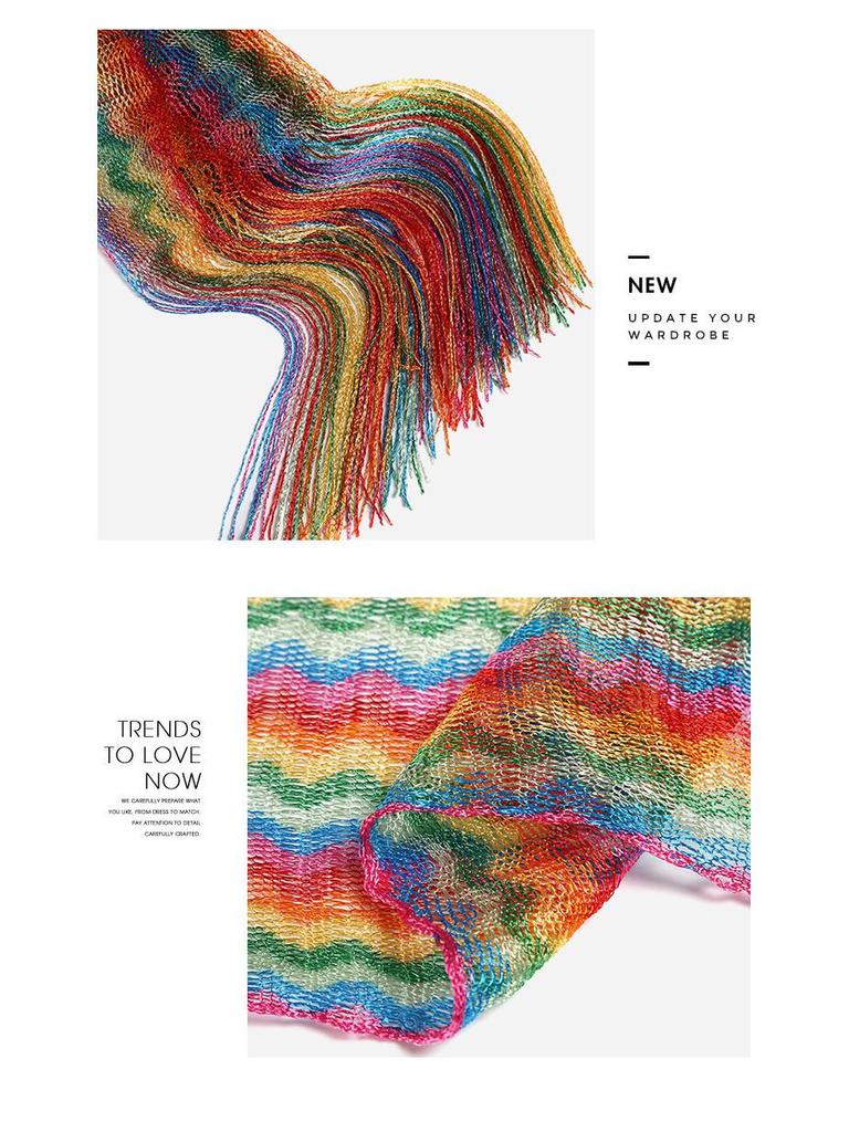 Women's Tassel Cardigan Beach Cover-Up Shawl: Sun Protection Bikini Cover, European & American Style, Hollow Out Design