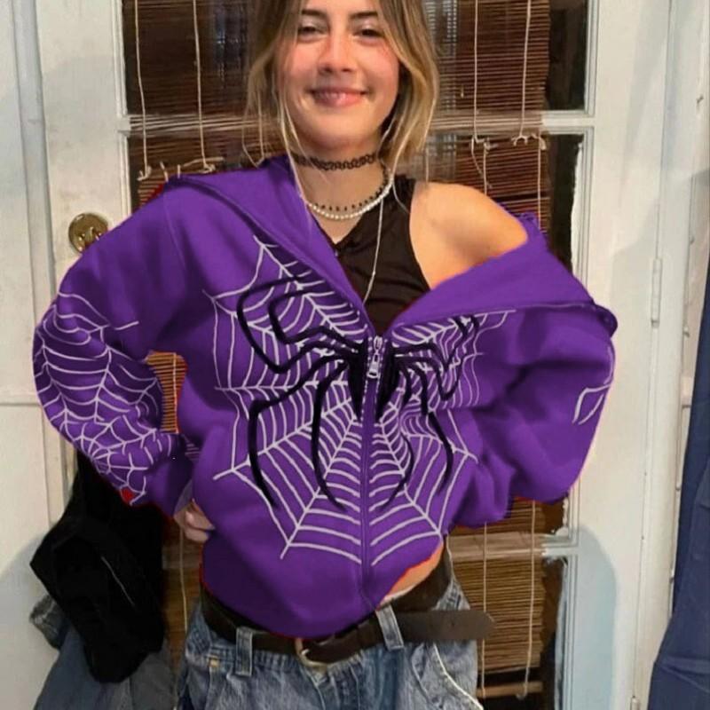 Womens Oversized Hooded Zip-Up Sweatshirt With Digital Print Skull Design Air Layer Fabric Streetwear Casual Jacket