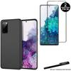 2 Tempered Glasses for Samsung Galaxy S20 FE Black Edges and 1 Soft Black Protective Case with Stylus Toproduits®