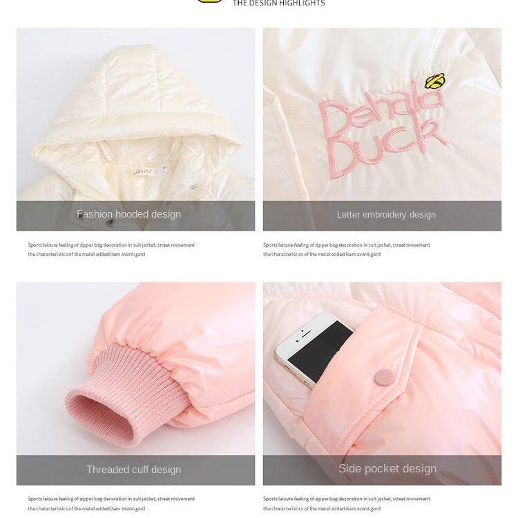 Хлопковая одежда с подкладкой для девочек, сумки бесплатно, плотная зимняя одежда, глянцевое пальто для девочек