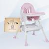 K IKIDO Chaise haute bébé, Chaise Haute Évolutive,De 6 mois à 3 ans,chaise 2 en 1 avec harnais 5 points, rose