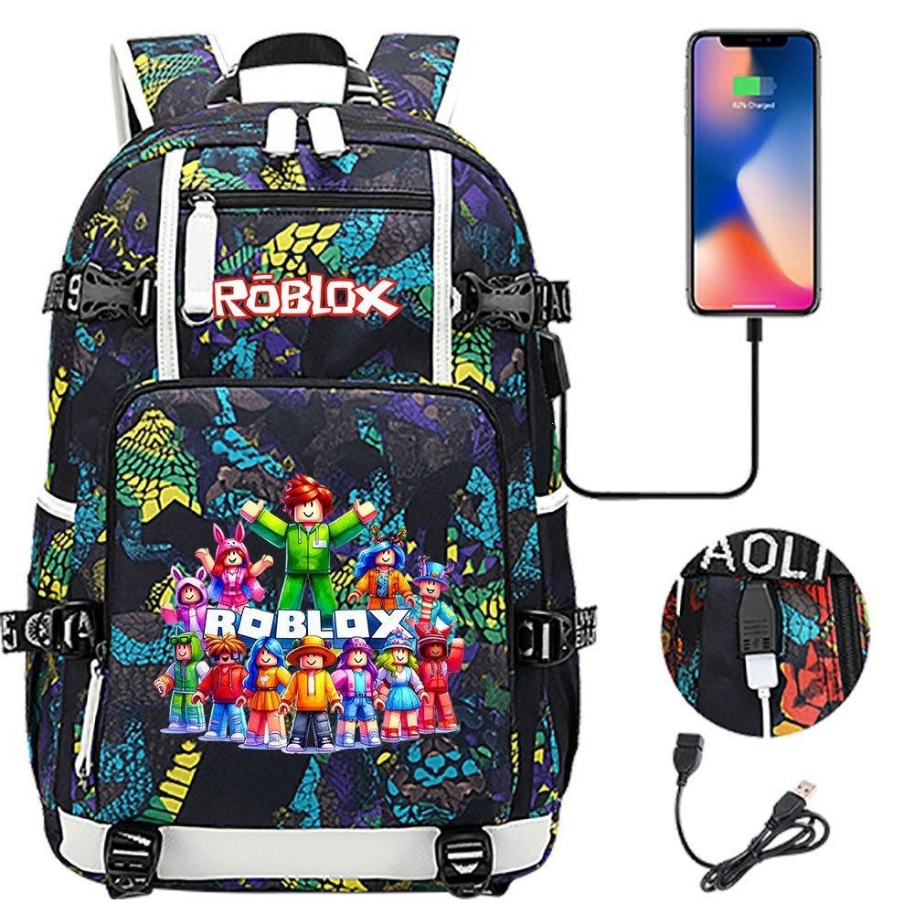 Gaming Print Backpack Large Capacity Travel Bag with USB Charging Port for Middle High School Students Boys Girls Teens