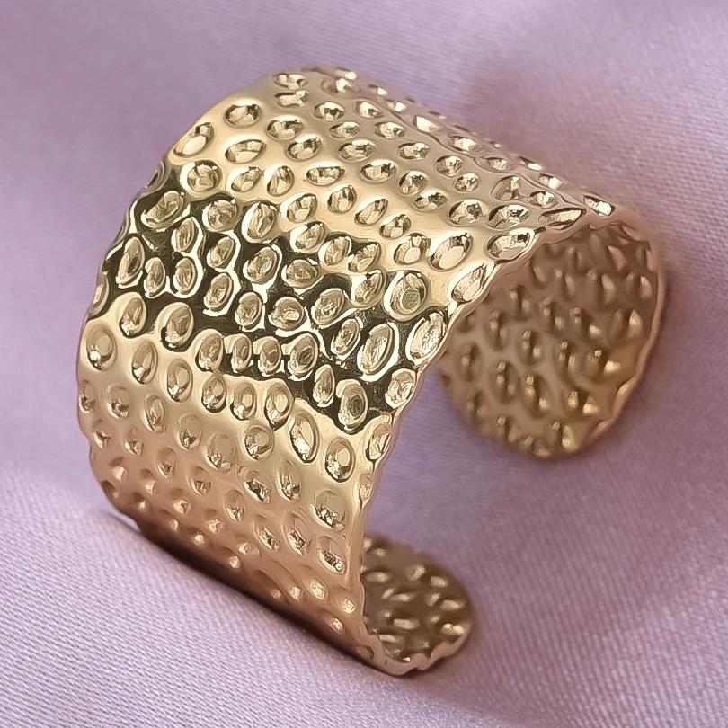 Массивное Неровное Широкое Кольцо Открытое Кольцо из Нержавеющей Стали Для Женщин Мужчин Аксессуары Индийские Украшения Винтажное Кольцо на Палец Bague Femme Подарок