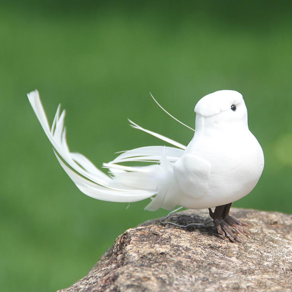 12pcs Artificial Feathered Pigeons Ornament Simulation Foam Decorative Birds For Wedding Craft Decoration