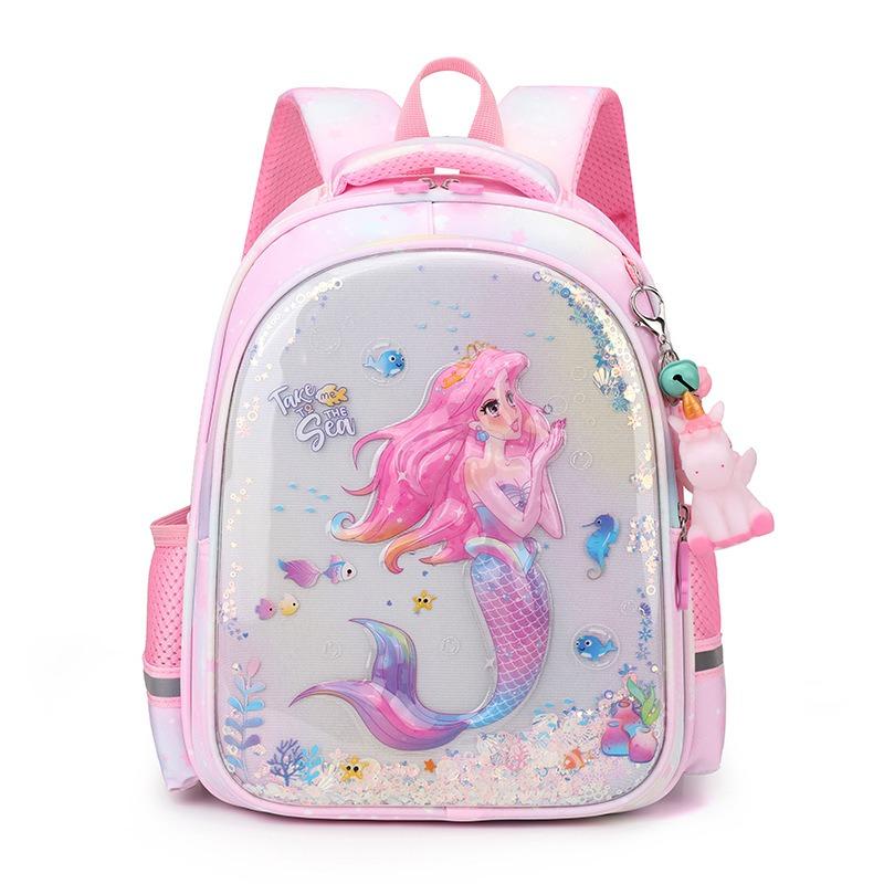 Exquisite 3D Pressed Shell Children School Bags Cute Cartoon Mermaid Printing Kindergarten Book Bag High Quality Nylon Lightweight Children's Backpack