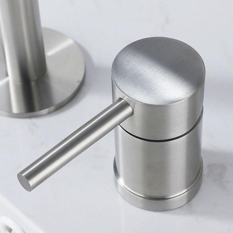 Nickel 304 Stainless Steel Bathroom Basin Faucet Deck Mounted Widespread Hot And Cold Mixed Water Basin Faucet Bathroom Tap