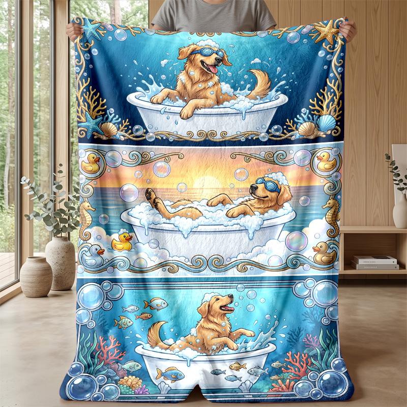 Underwater Adventure Dog 1 Theme blanket Lightweight Warm Flannel Blanket Decorative Throw Blanket for Home Decoration