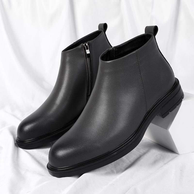 Ботинки челси мужские высокие туфли для отдыха на природе деловые формальные ботильоны осень-зима мужские туфли из спилковой кожи для мужчин