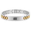 Stainless Steel Geometric Zodiac Bracelet Men Laser-Etched 10mm Wide Adjustable Cuff Bangle Jewelry