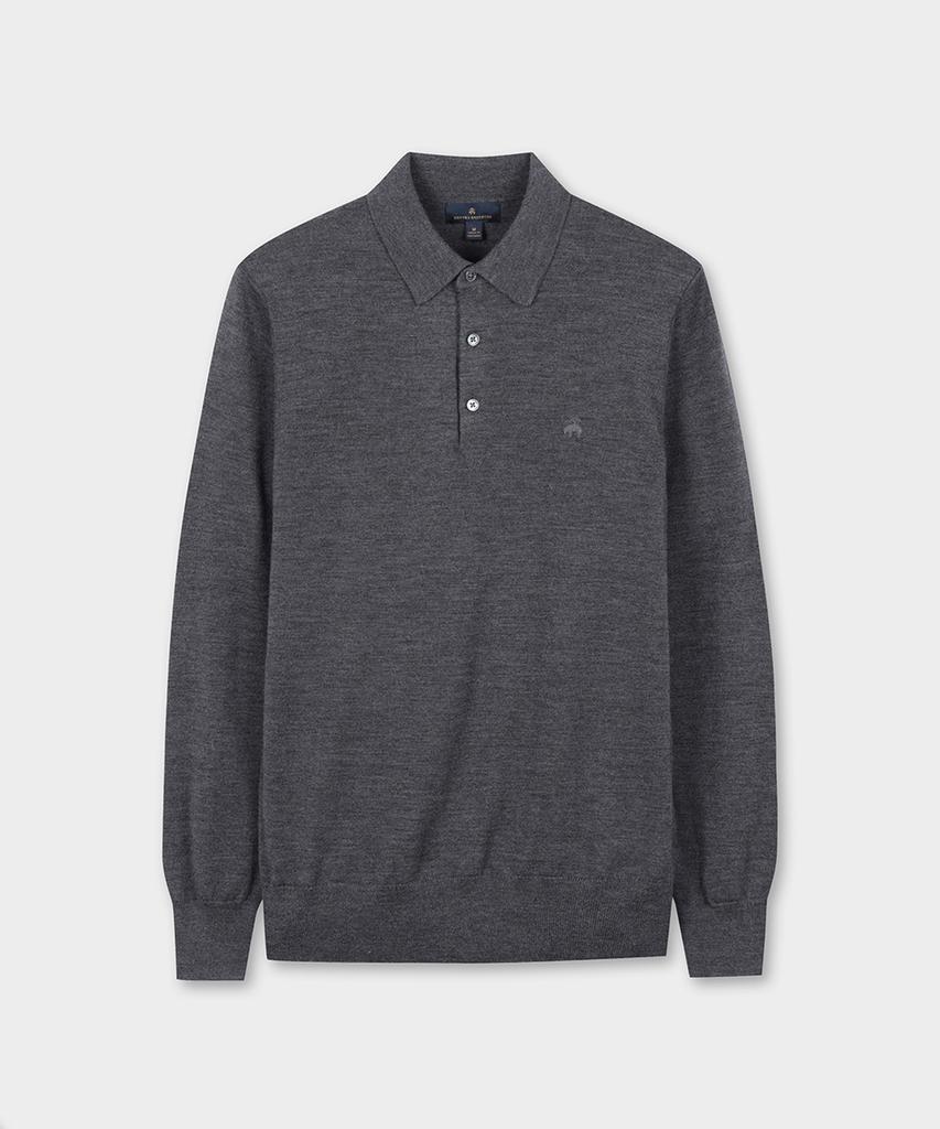 BROOKS BROTHERS Merino Wool Polo Sweater (Grey) (Bbwtmf9638Wew)
