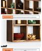 Wall-Mounted Solid Wood Curio Display Shelf – Grid Storage Rack for Teacups & Master Cups