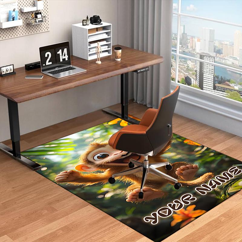 1PC Custom Name Jungle Adventure Monkey Theme Floor Mat Ideal for Living Room, Game Rooms, Office, Bedroom, Office Floor Mat , Floor Mats for Home