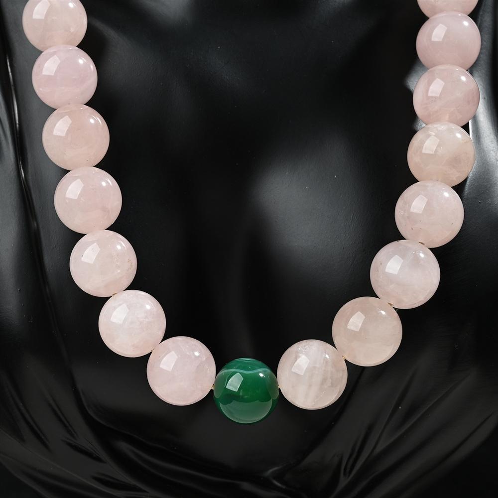 Retro Natural Rose Quartz Necklace Necklace and Earring Sets Green Malachite , High-end, Elegant and Versatile Sweater Chain