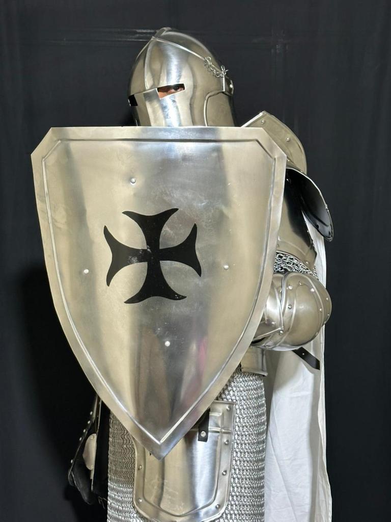 Barbuta Medieval Knight Outfit – Full Costume with Helmet for Cosplay, LARP & Reenactment