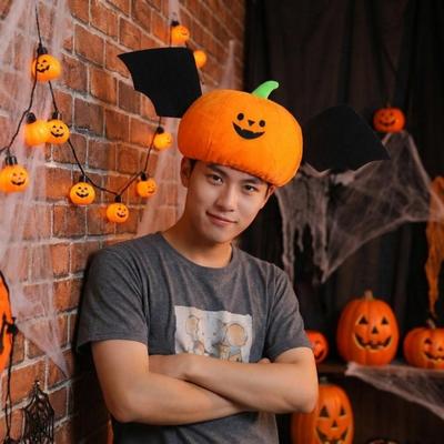 Novelty Bat Pumpkin Hat Funny Fancy Dress Headband Lightweight Cartoon Plush Hat Photo Prop