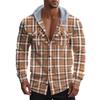 Американская ретро-клетчатая рубашка мужская осенне-зимняя с капюшоном фланелевая жаккардовая рубашка повседневная куртка мужская