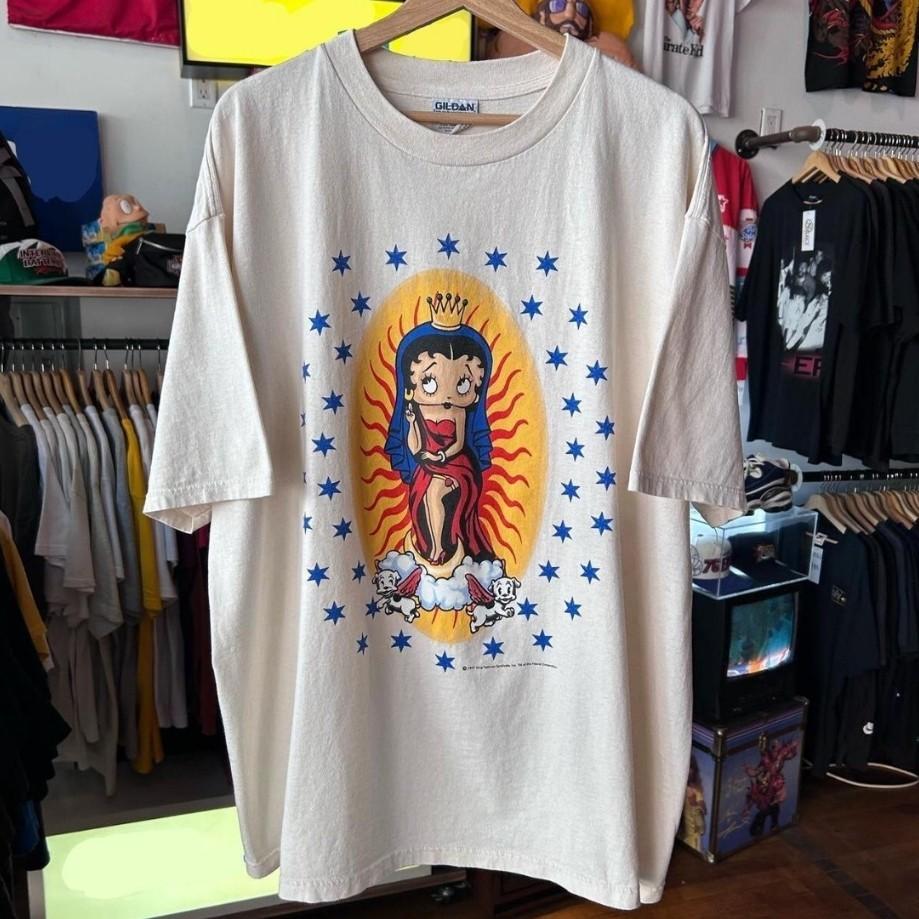 Betty Boop Virgin Mary Guadalupe Y2K Aesthetic Cream Mens S-5XL Unisex T-Shirt