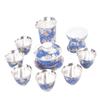 Zhuijia Blue & White Ceramic Gilt Silver Kung Fu Tea Set