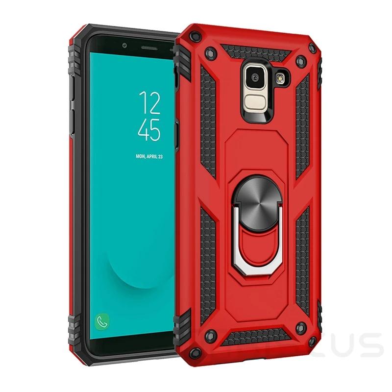 Бронированный чехол для Samsung Galaxy J4 J6 Plus 2018 J5 J7 2017 Ударопрочный с кольцом-держателем Автомобильный чехол