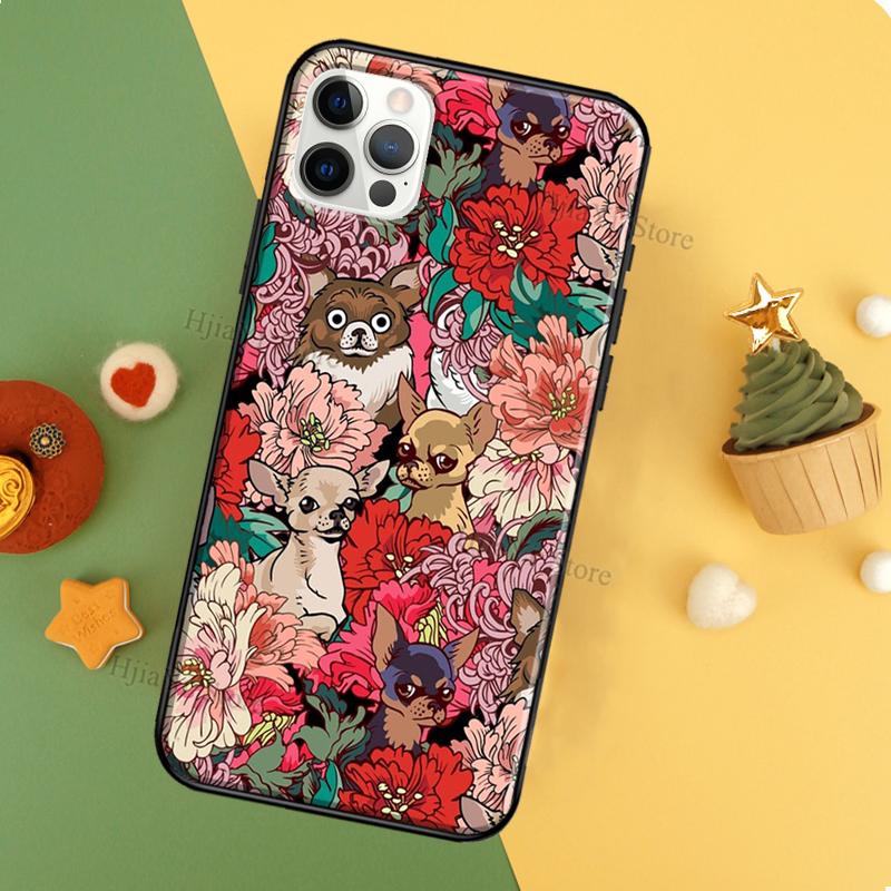 Чехол для телефона Apple iPhone 13 12 Mini 11 14 Pro Max XS X XR 6S 7 8 Plus 5S SE 2020 с цветочным рисунком и мордочкой чихуахуа