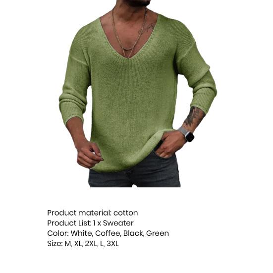 Мужской свитер с длинными рукавами и v-образным вырезом на весну и осень, свободный однотонный пуловер, топы, простые повседневные вязаные футболки