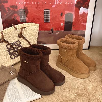 Версия из коровьей кожи, ретро, на толстой подошве, бархатные зимние ботинки, женские новые зимние теплые уличные хлопковые ботинки