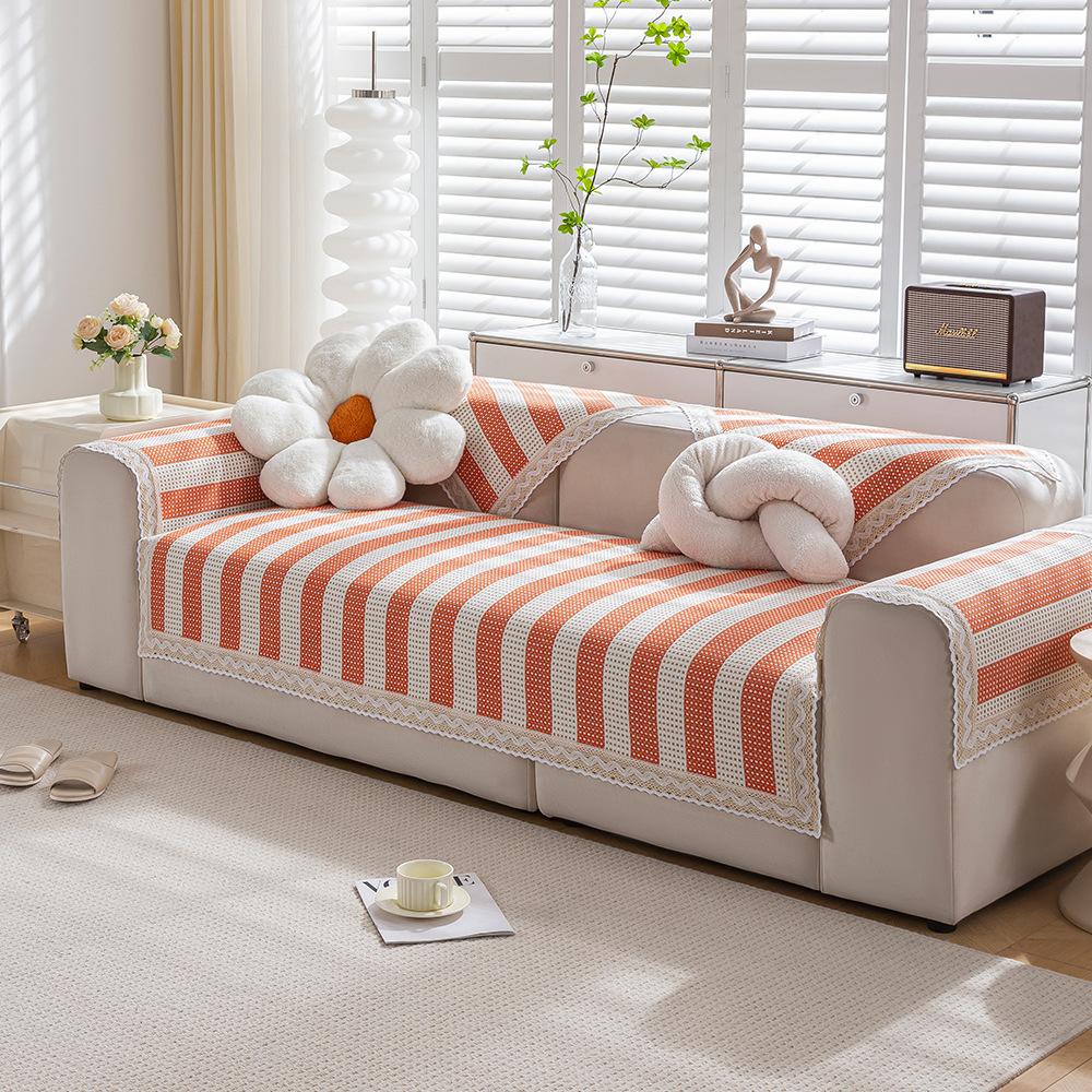 Подушка для дивана из хлопкового льна Four Seasons Universal Weaving Plaid Non Slip Sofa Cover Подушка для утолщенной мебели для гостиной Dust